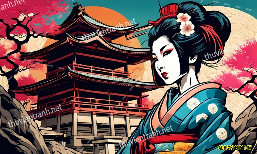 Tranh dán tường hoa cô gái Geisha Nhật Bản-ADHGS241211-07 - Kết quả tìm kiếm tranh tường